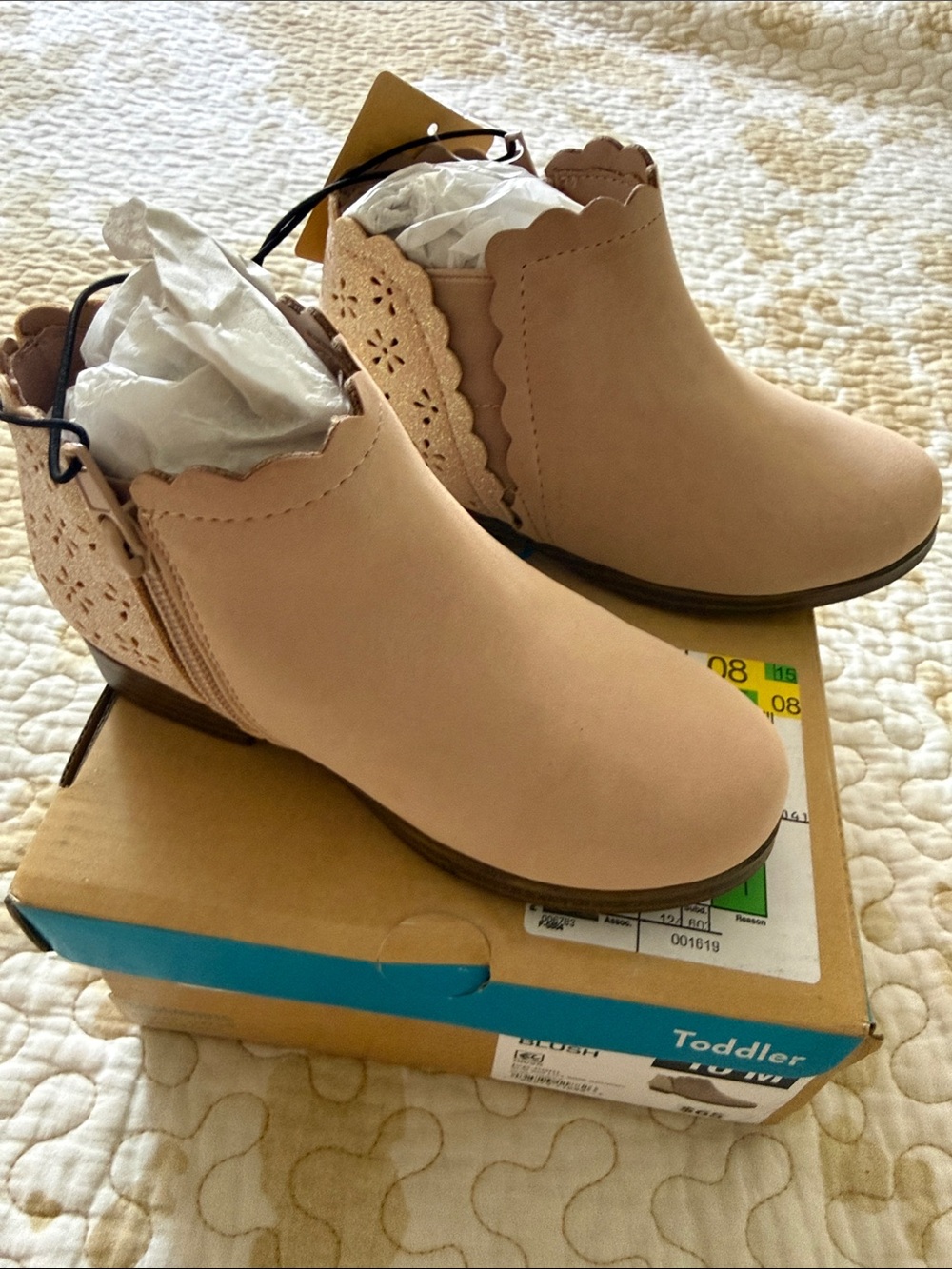 Toddler Scalloped Ankle Boots in Blush